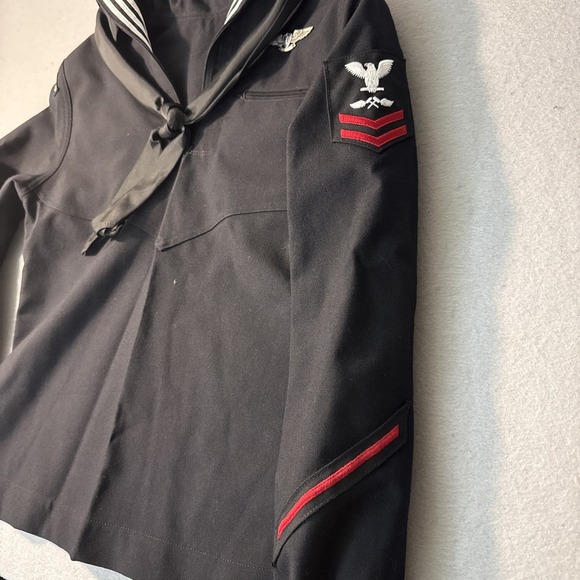 US Navy Vintage Enlisted Wool SDB Dress Blue Jumper Top Size 12MR,Neckerchef, AW - Picture 3 of 6